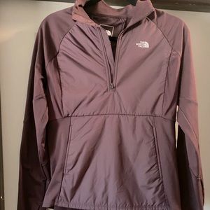 The North Face 1/4 Zip Jacket; size: Women’s Medium; color: burgundy or maroon.